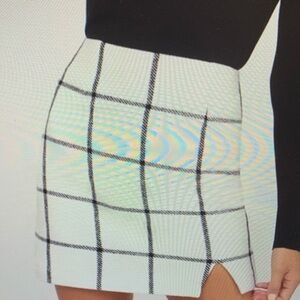 Lulu's Black and White Pencil Skirt with Slit